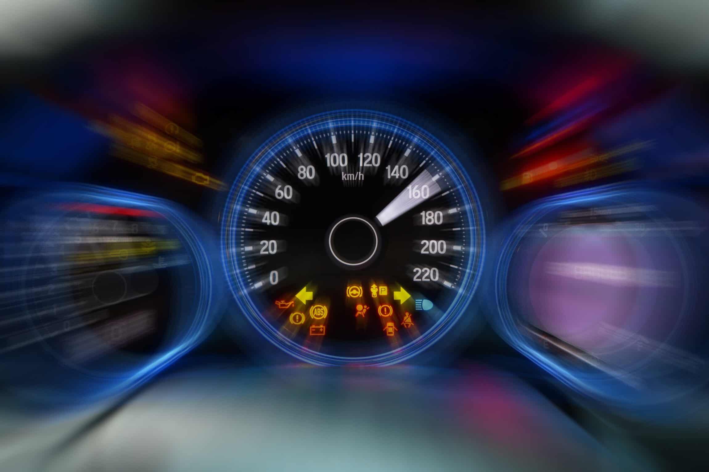 Blurred speedometer. Speeding concept